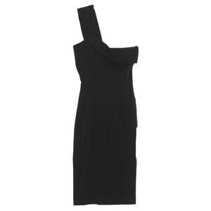 Vintage One Shoulder Little Black Dress Y2K Asymmetrical Minimalist Sexy XXS